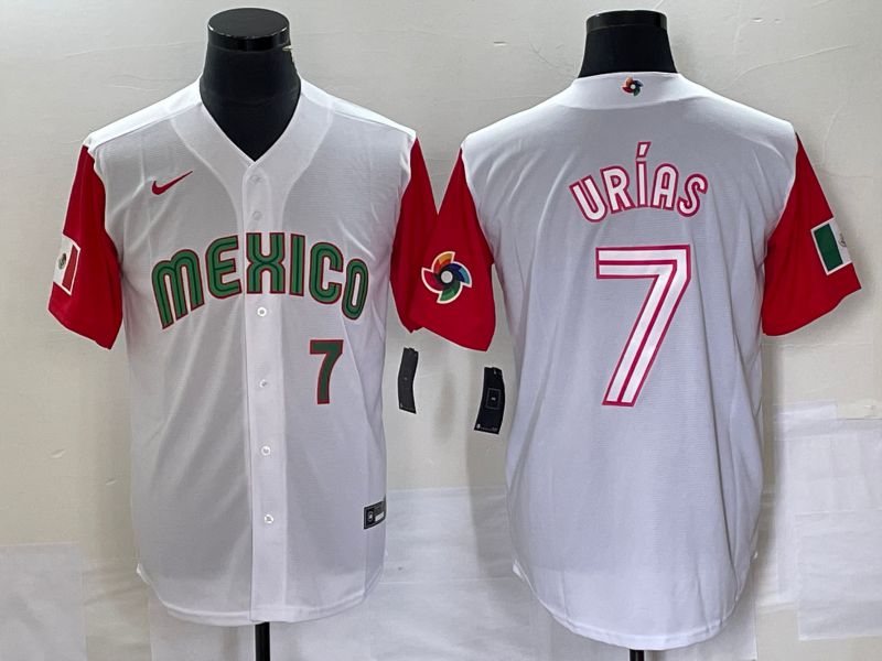 Men 2023 World Cub Mexico #7 Urias White white Nike MLB Jersey17